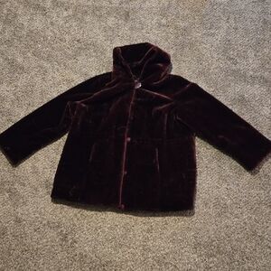 Dennis Basso Women's Velvet Puffer Jacket in Deep Burgundy